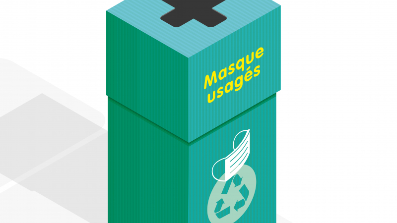 Un carton de recyclage pour les masques chirurgicaux usagés