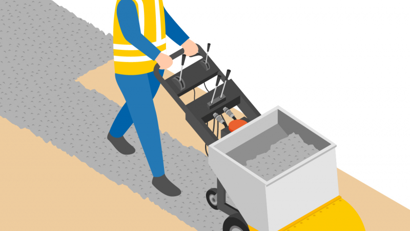 Appliquer enrobés et gravillons avec une brouette autotractée