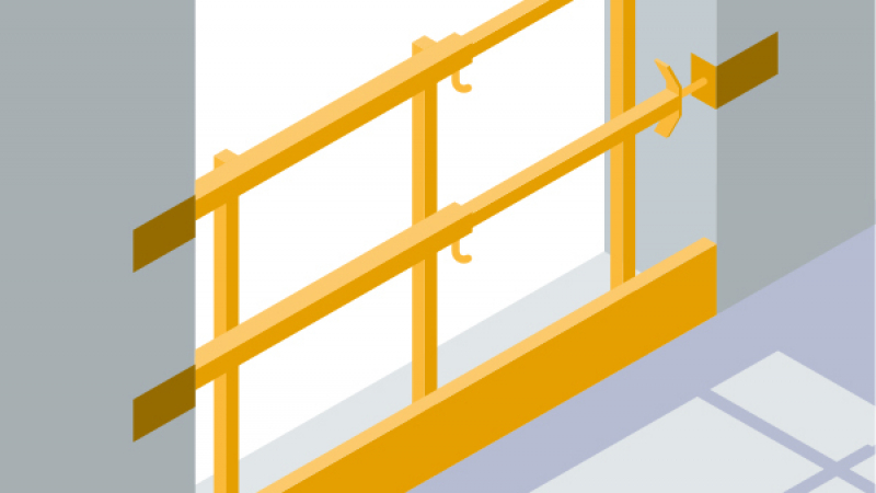 Fixer des garde-corps temporaires par serrage