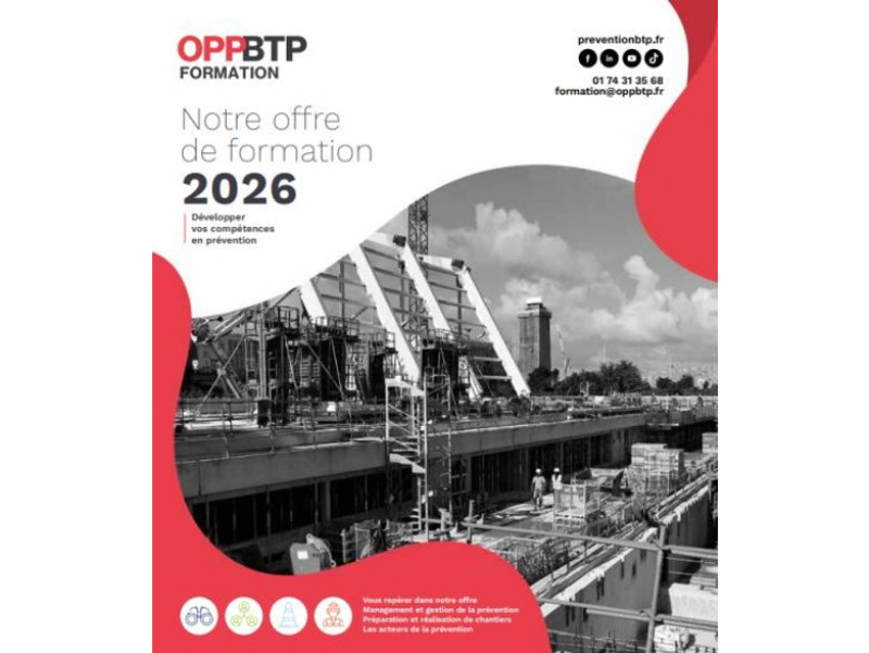 Le catalogue de formations 2026 de l’OPPBTP est disponible