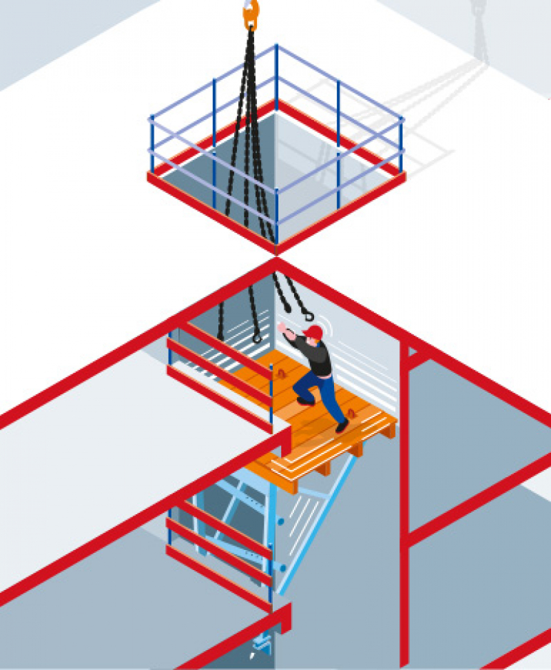 Chute de la plate-forme d'un ascenseur