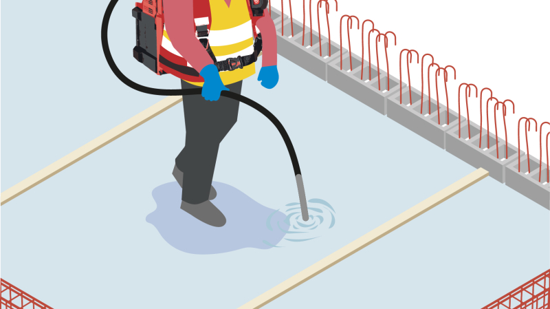 Un vibreur dorsal sans fil pour faciliter le coulage du béton