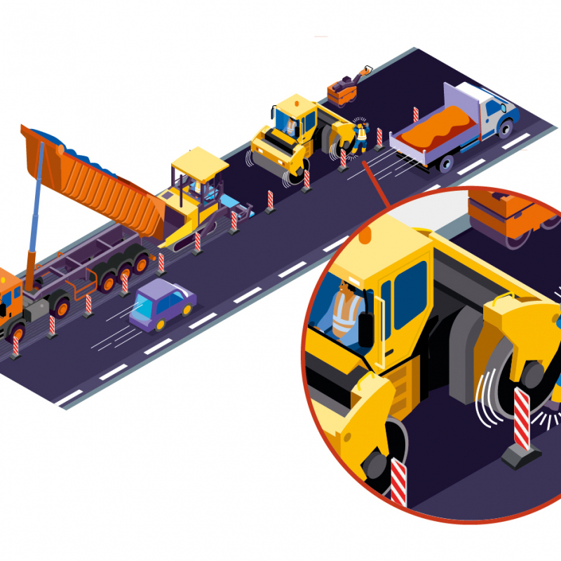 Heurté par un compacteur vibrant