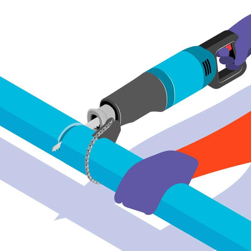 Sécuriser les découpes à la scie sabre avec un adaptateur coupe-tube