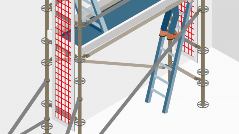 Un échafaudage avec grille extérieure anti-escalade