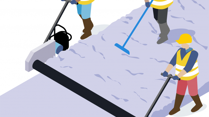 Tirer des chapes béton avec une règle mécanique à rouleau