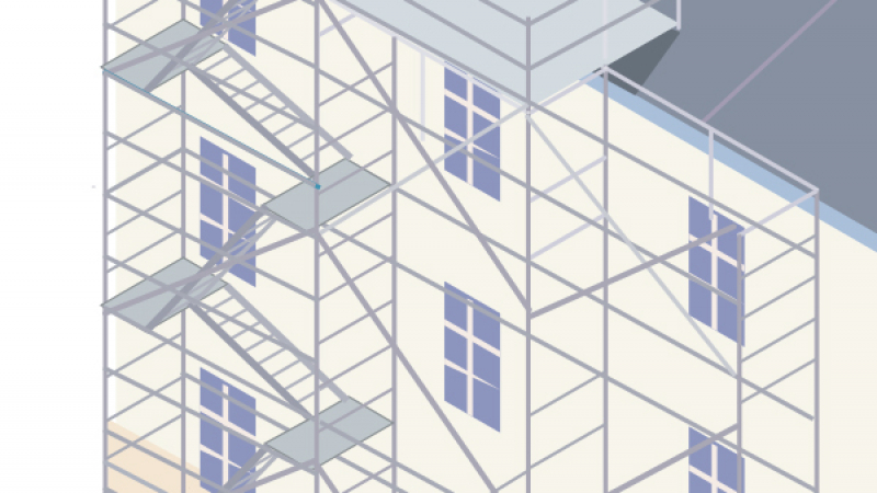 Sécuriser l'accès en hauteur sur échafaudage fixe avec un escalier provisoire