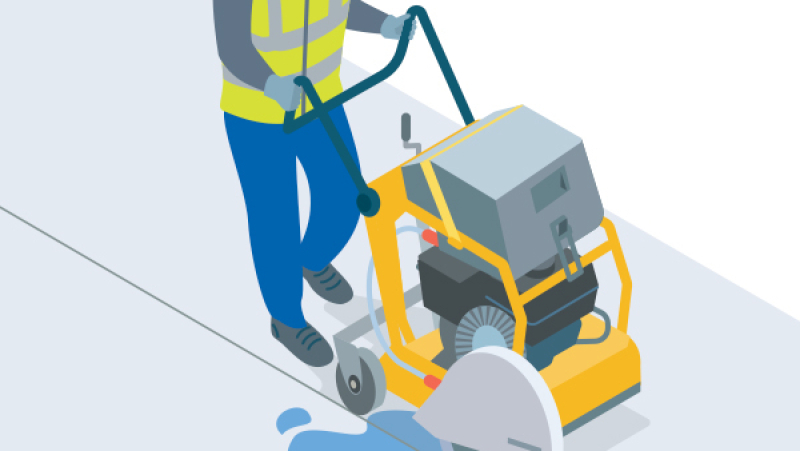 Scier des enrobés bitumineux contenant de la silice cristalline