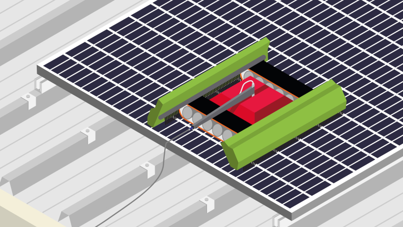 Nettoyer les panneaux photovoltaïques à l'aide d'un robot radiocommandé