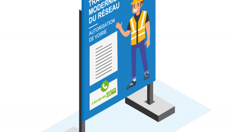 Informer les riverains de travaux de voirie par l'affichage de l’arrêté sur un panneau de chantier