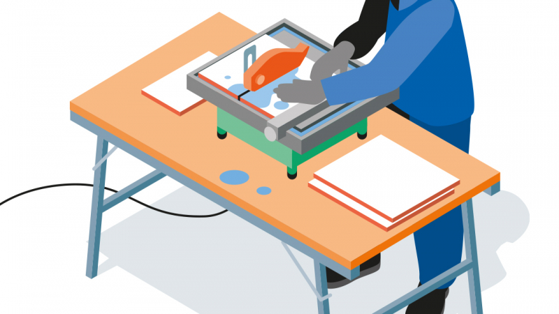 Découper du carrelage et de faïence contenant de la silice cristalline