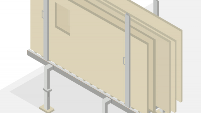 Stocker et transporter les murs et panneaux à ossature bois grâce à un plateau mobile