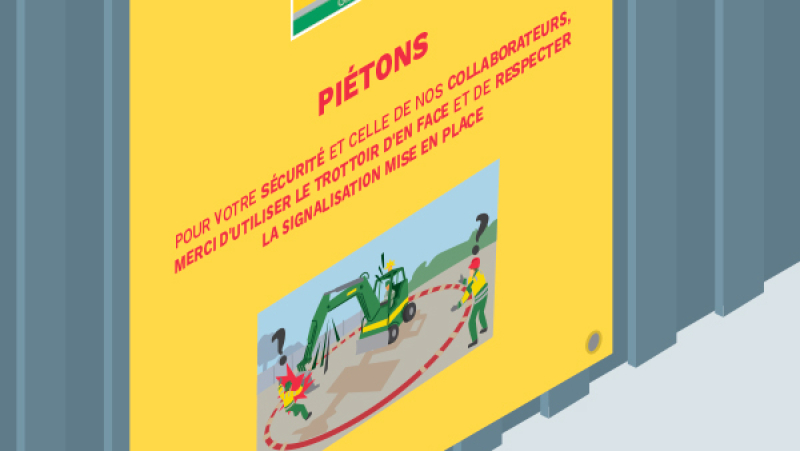 Informer les riverains du risque de heurt avec un engin grâce à un panneau de chantier