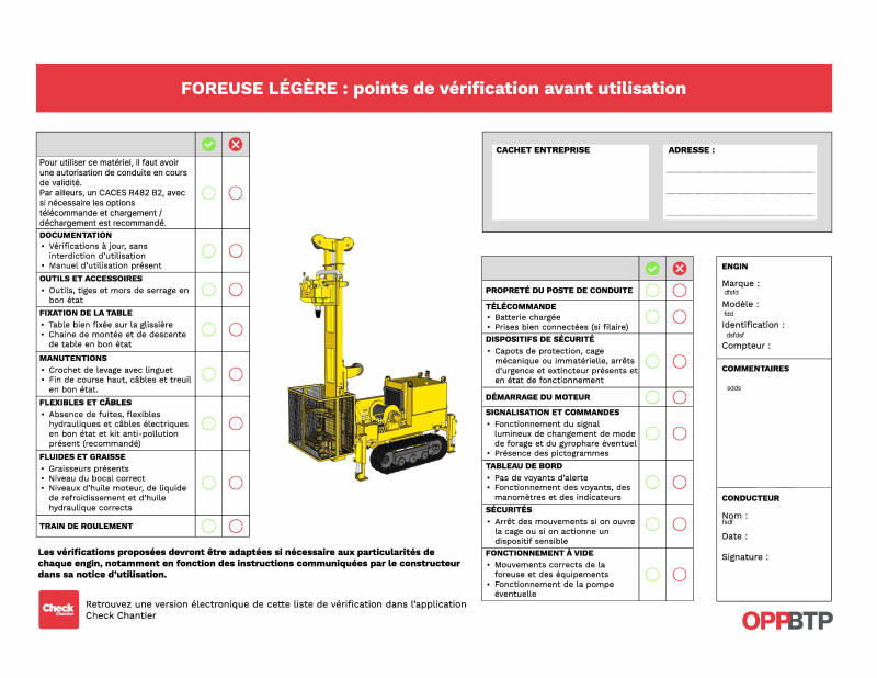 Je contrôle un engin de fondations spéciales avant de l’utiliser