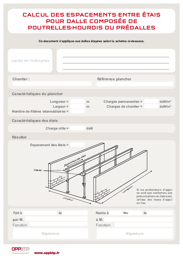 Je calcule les espacements entre étais pour le plan de calepinage