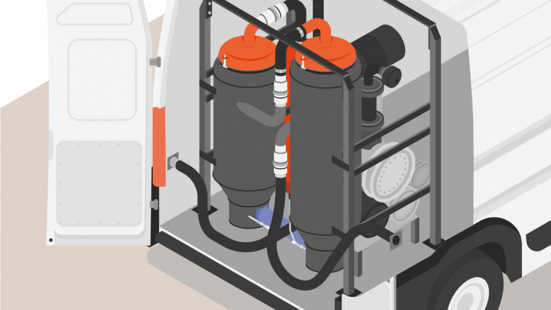 Une centrale d'aspiration mobile intégrée à un VUL pour faciliter le ramonage