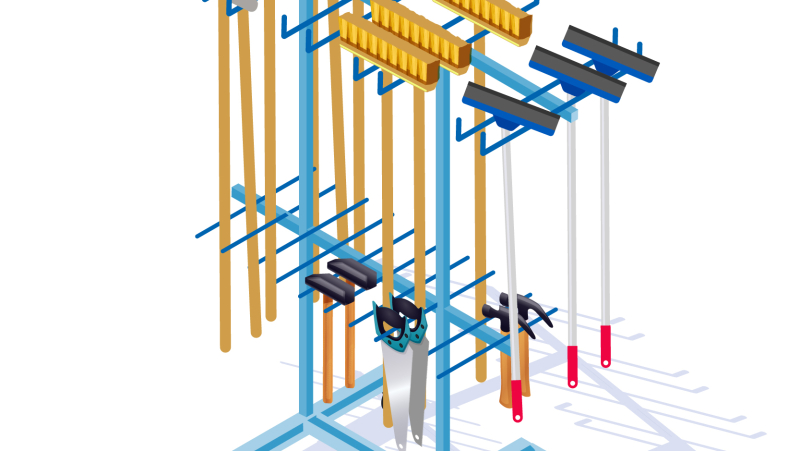 Un râtelier pour optimiser le rangement des outils à manche