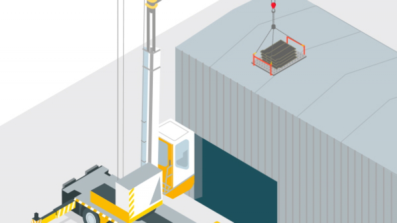 Faciliter la dépose d'une couverture amiantée avec une grue à tour sur porteur