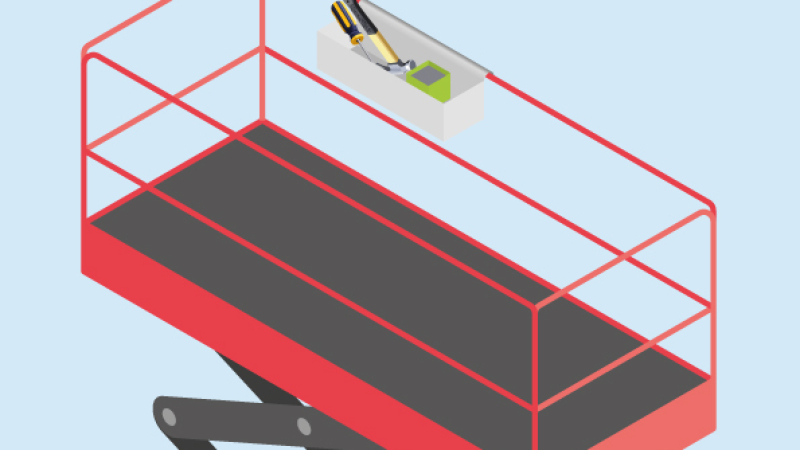 Un bac de rangement à outils dédié aux travaux en hauteur