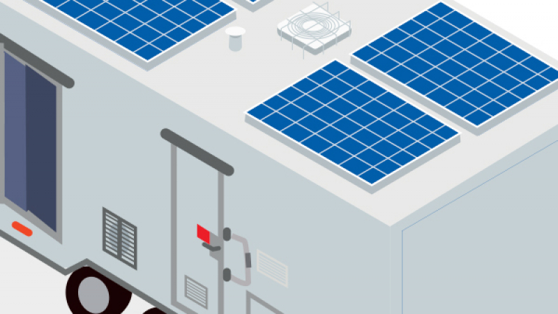 Une base vie VRS avec panneaux photovoltaïques
