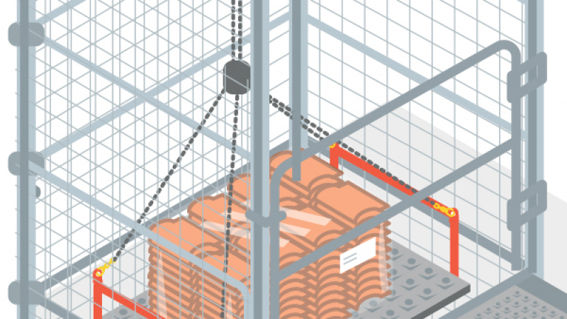 Une tour d'échafaudage équipée d'un moyen de levage de matériaux