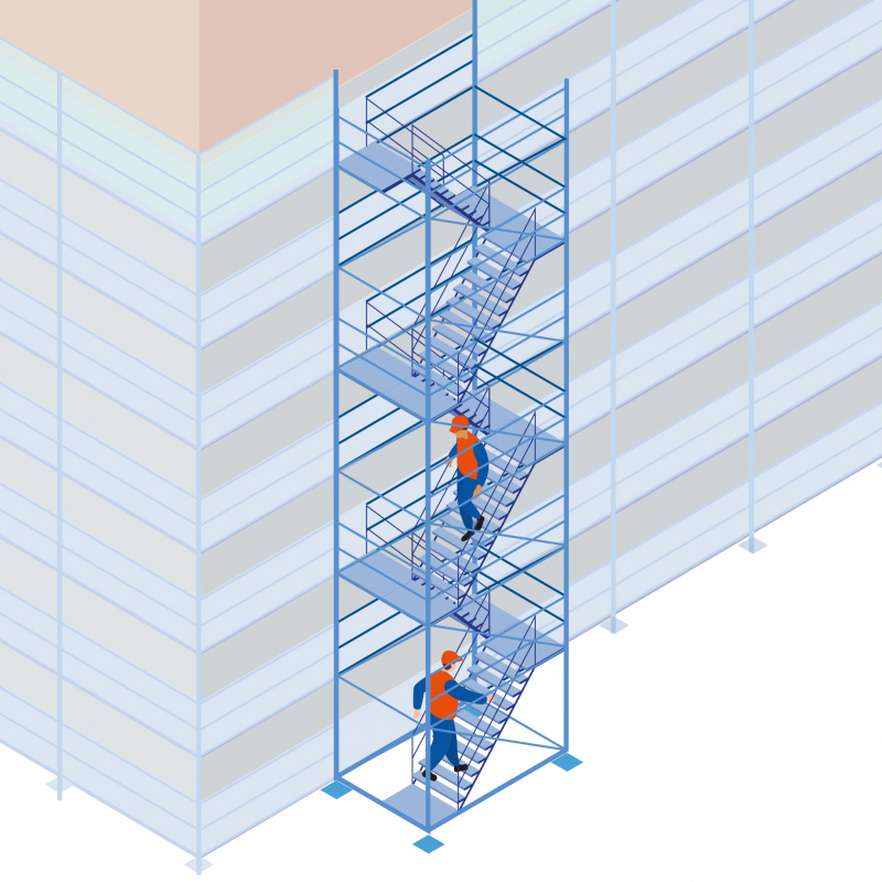 Utiliser une tour escalier au droit d’un échafaudage