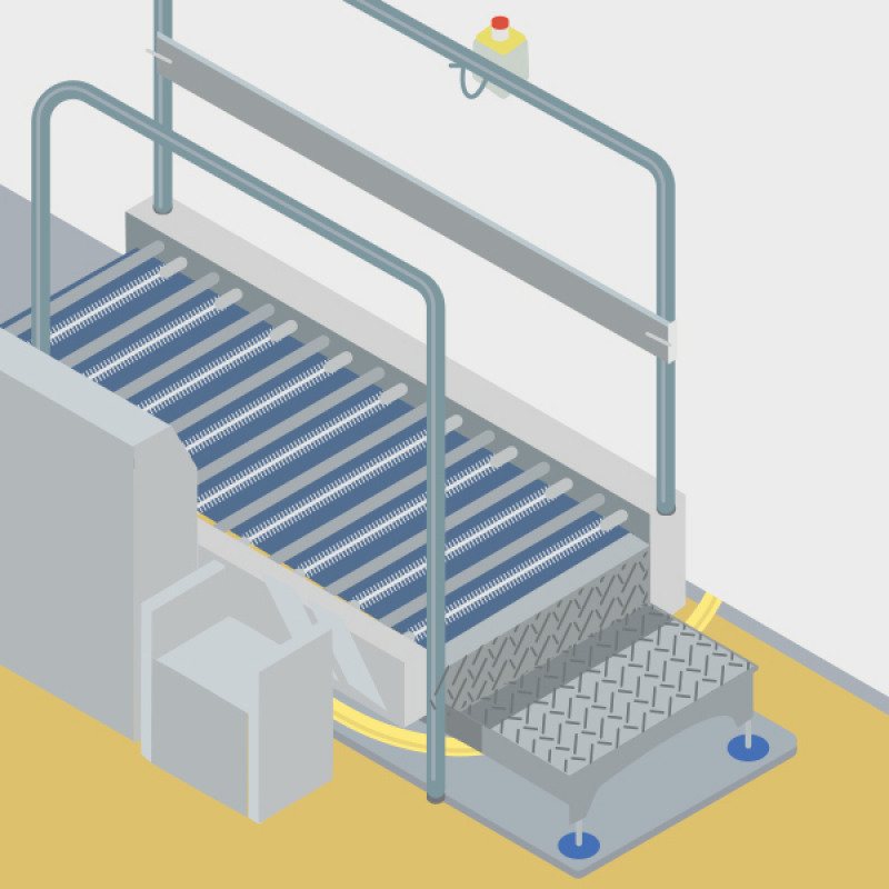 Un lave-semelles automatique pour nettoyer les bottes et chaussures de sécurité