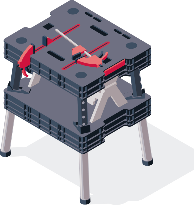 Un établi mobile pour faciliter l'exécution de tous types de tâches sur chantier