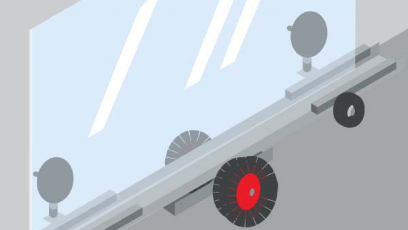 Un chariot avec ventouses de maintien pour transporter les panneaux de verre