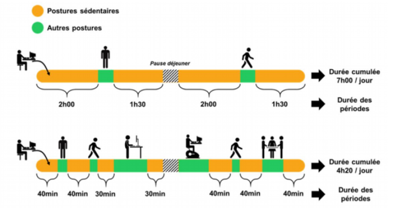 Grutier : prévention des TMS - Découpage chronologique des postures sédentaires