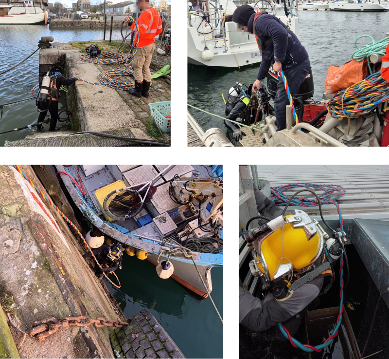09 Accès par un escalier, depuis une embarcation, et par une échelle de quai, et à une cuve de sprinkler