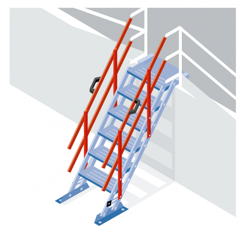 Un escalier de chantier d'accès temporaire pour plateforme