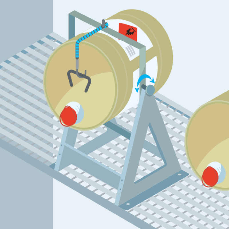 Sécuriser la manipulation de produits chimiques avec un support porte-fût