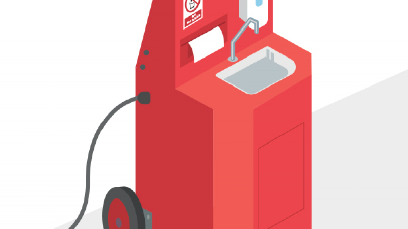Un lave-mains de chantier, autonome et facilement déplaçable
