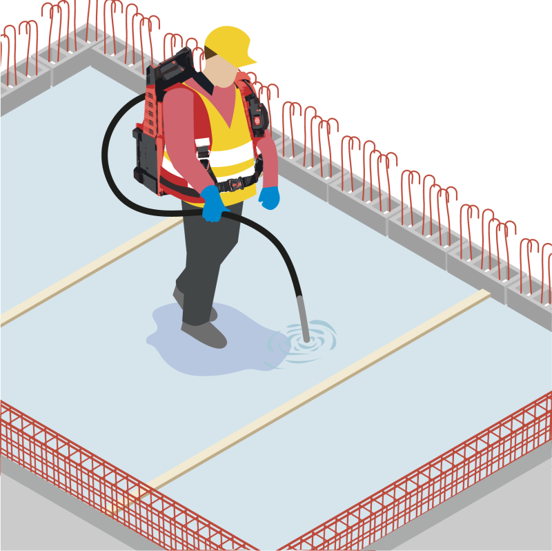 Un vibreur dorsal sans fil pour faciliter le coulage du béton